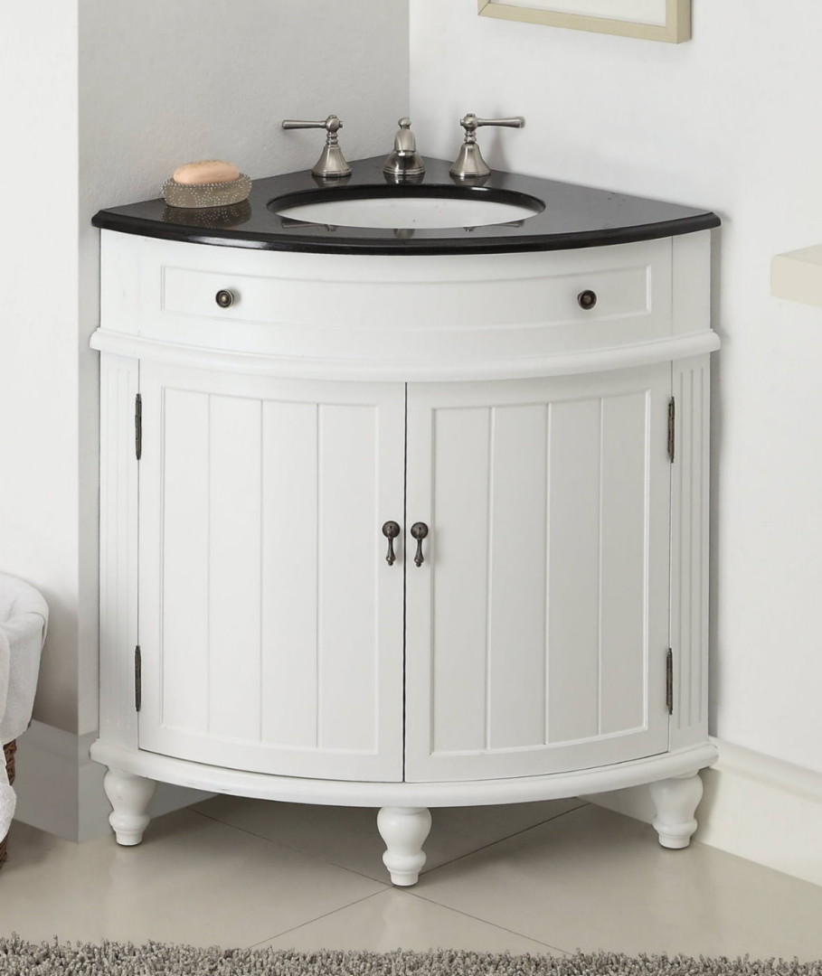 Brilliant-Design-for-Classic-Corner-Bathroom-Vanity-with-Dark-Top-and-White-Drawer