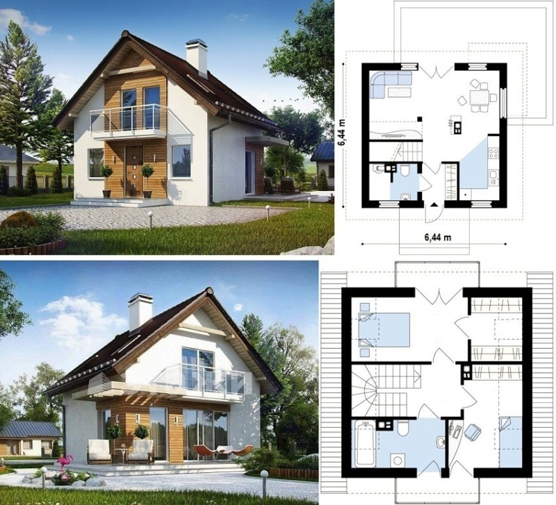 проекты одноэтажных домов с мансардой чертеж