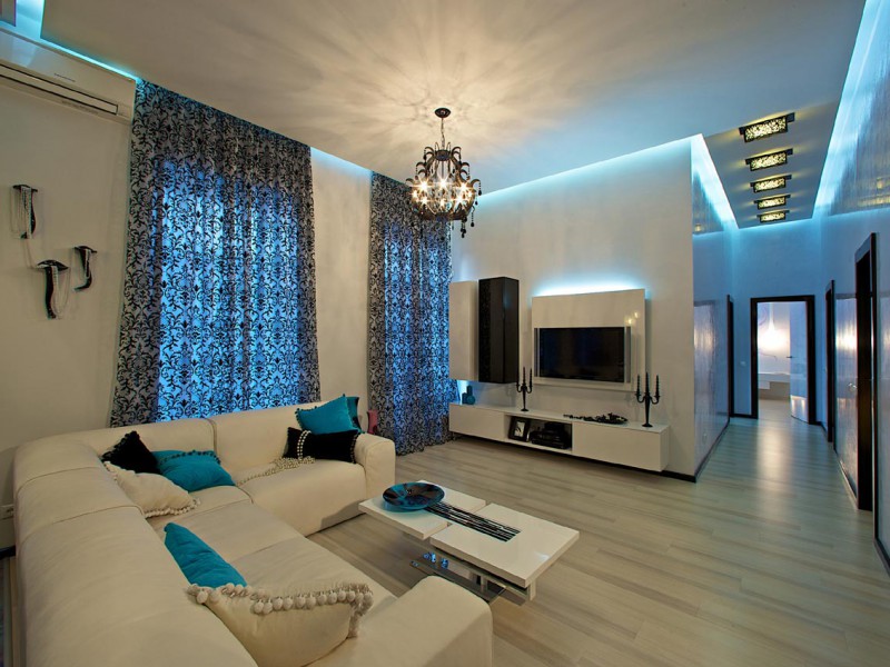 Современный дизайн светлой гостиной