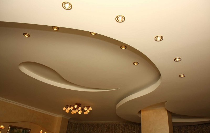потолки из гипсокартона дизайн для зала