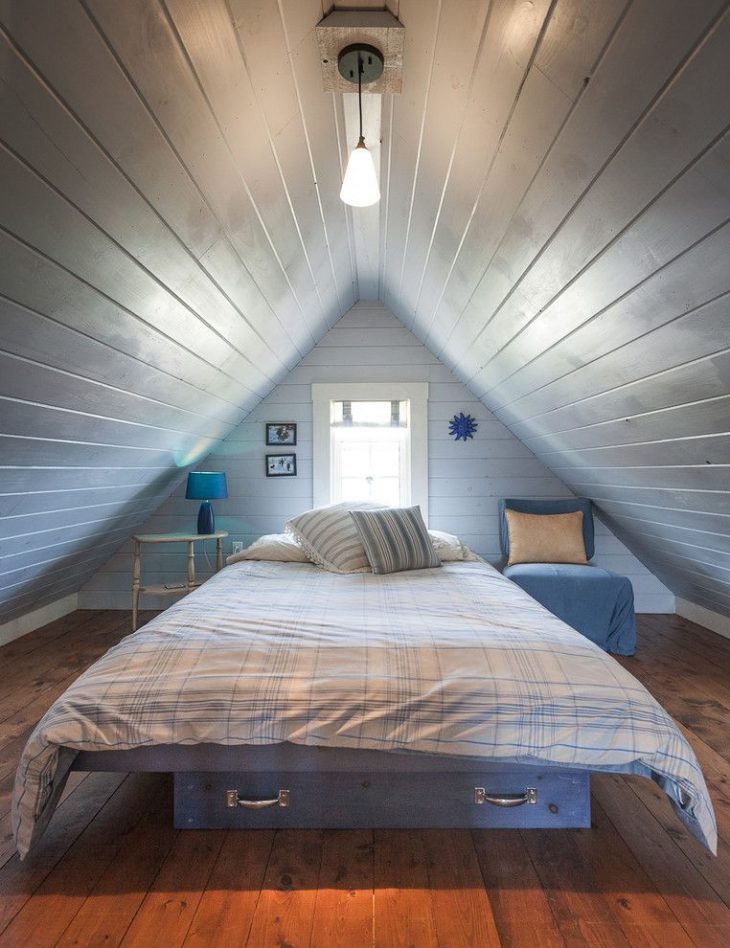 Современная спальня в мансарде фото дизайн