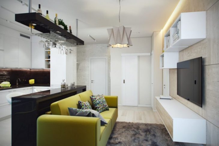 дизайн гостиной с кухней в квартире