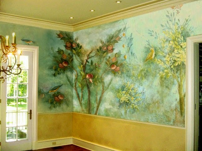художественная роспись стен в интерьере