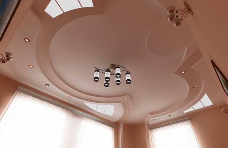 дизайн многоуровневых потолков из гипсокартона фото