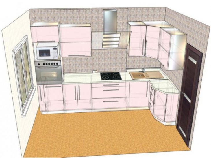 планировка кухни с холодильником