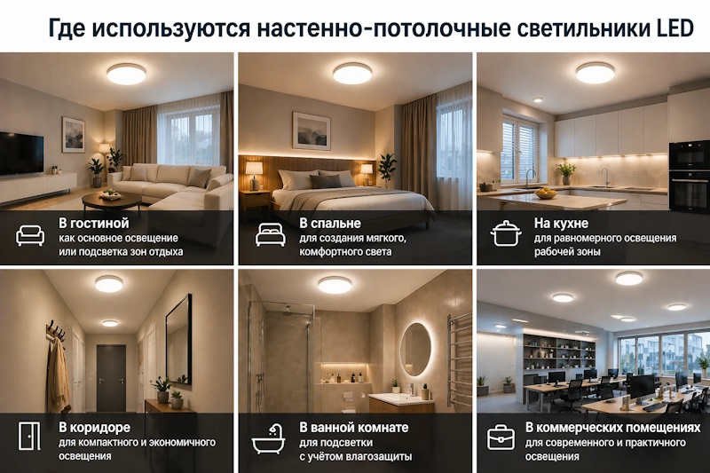 LED светильники стена потолок купить